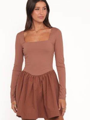 Sheena Long Sleeve Mini Dress - Mocha