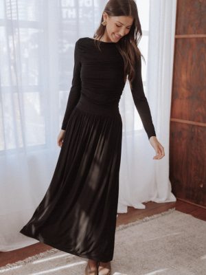 Shirley Long Sleeve Maxi Dress - Black