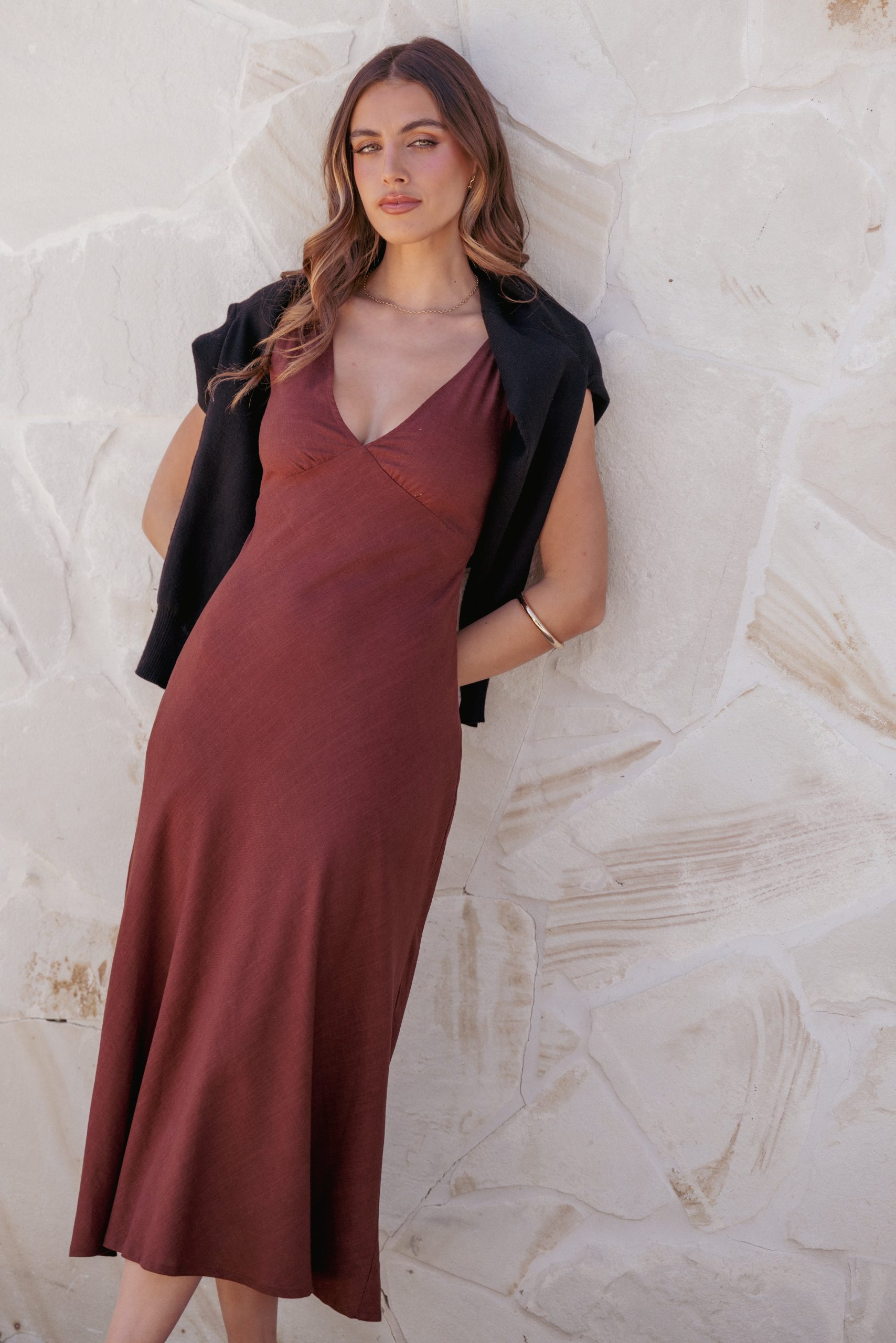 Shyla Midi Dress - Brown - Image 7