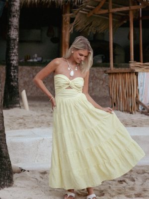Sitara Strapless Midi Dress - Yellow