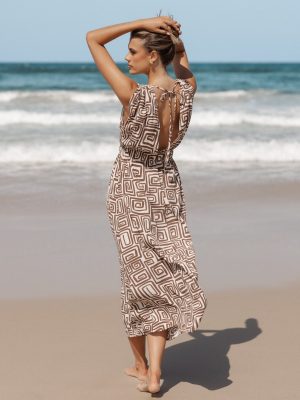 Solange Maxi Dress - Chocolate Brown Print