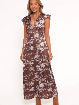 Solara Maxi Dress - Brown Floral Print