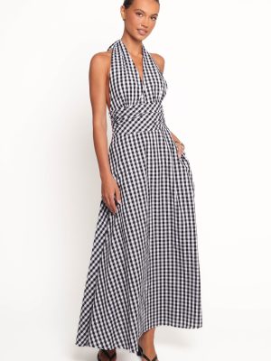 Solene Maxi Halterneck Dress - Black/White