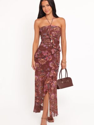 Sorbet Midi Dress - Brown Floral