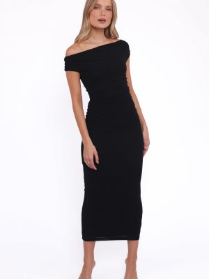 Spencer Off Shoulder Midi Dress - Black