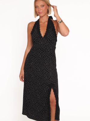 Stasia Maxi Halter Dress - Black White