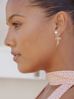 Stella Bow Earrings - Gold/Pearl