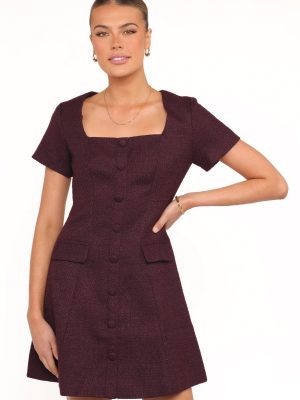 Sutton Mini Dress - Plum Tweed