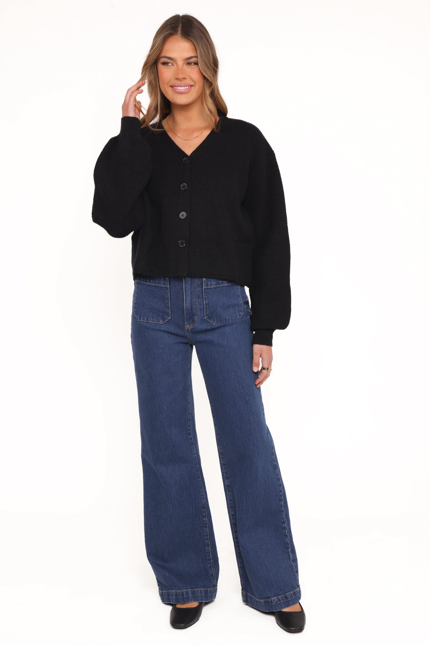 Sybil Button Front Cardigan - Black - Image 2