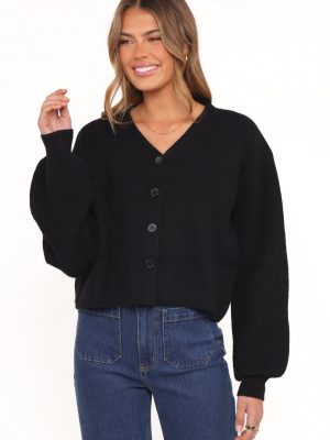 Sybil Button Front Cardigan - Black