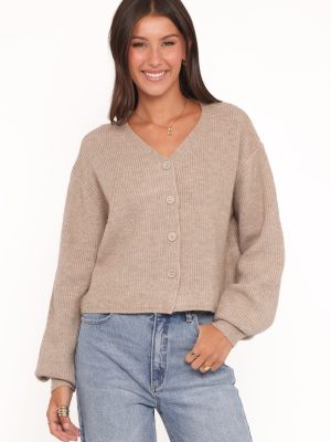 Sybil Button Front Cardigan - Mushroom