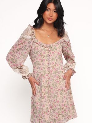 Sylvia Long Sleeve Mini Dress - Ivory Multi