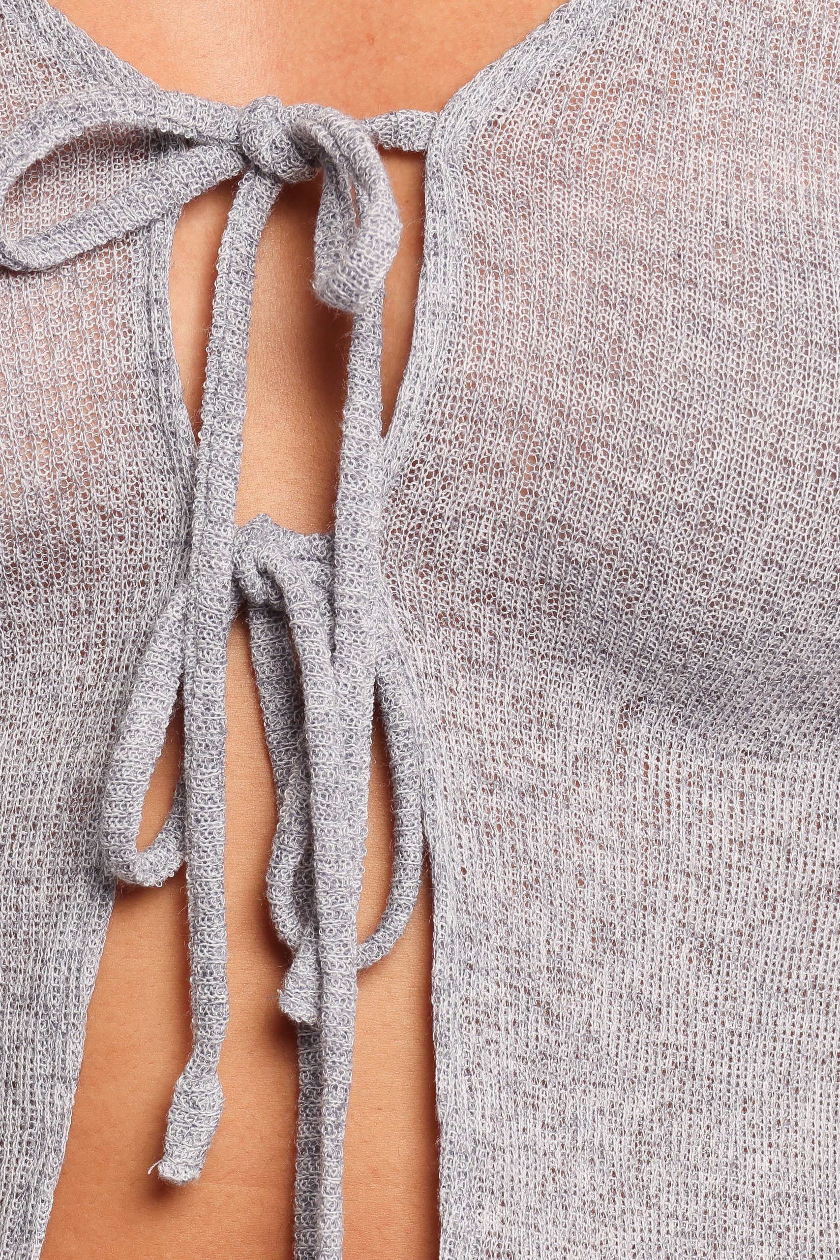 Tamsie Cardigan Top - Light Grey - Image 7