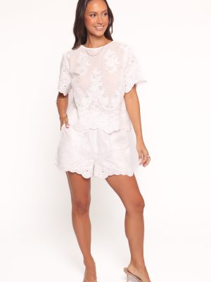 Tanis Embroidered Shorts - White