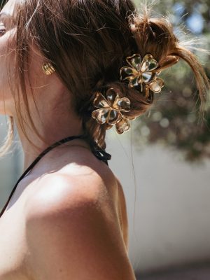 Tiffany 2 Pack Flower Hair Clips - Gold