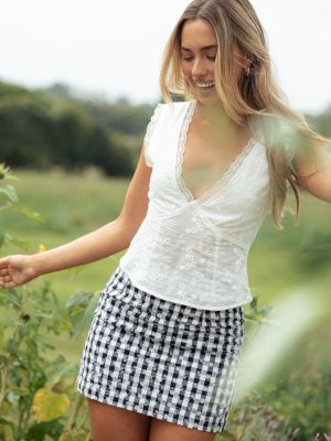 Clement Mini Skirt - Black White Gingham
