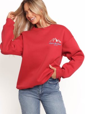 Torie Apres Ski Camp Sweatshirt - Cherry