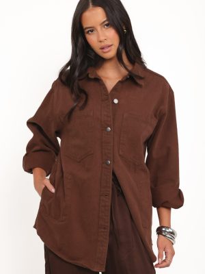 Toto Denim Shacket - Chocolate Brown