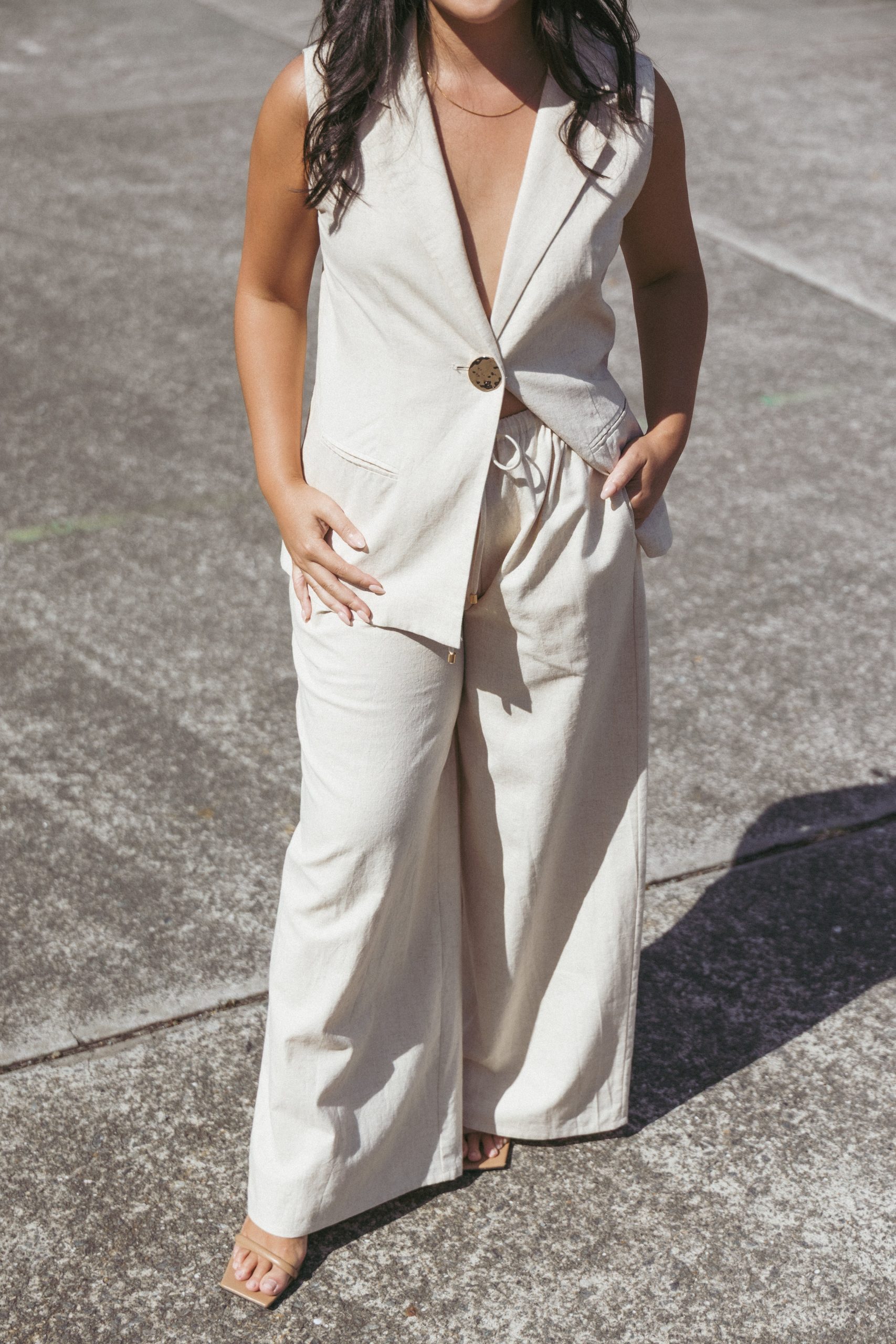 Trula Wide Leg Pant - Oatmeal - Image 7