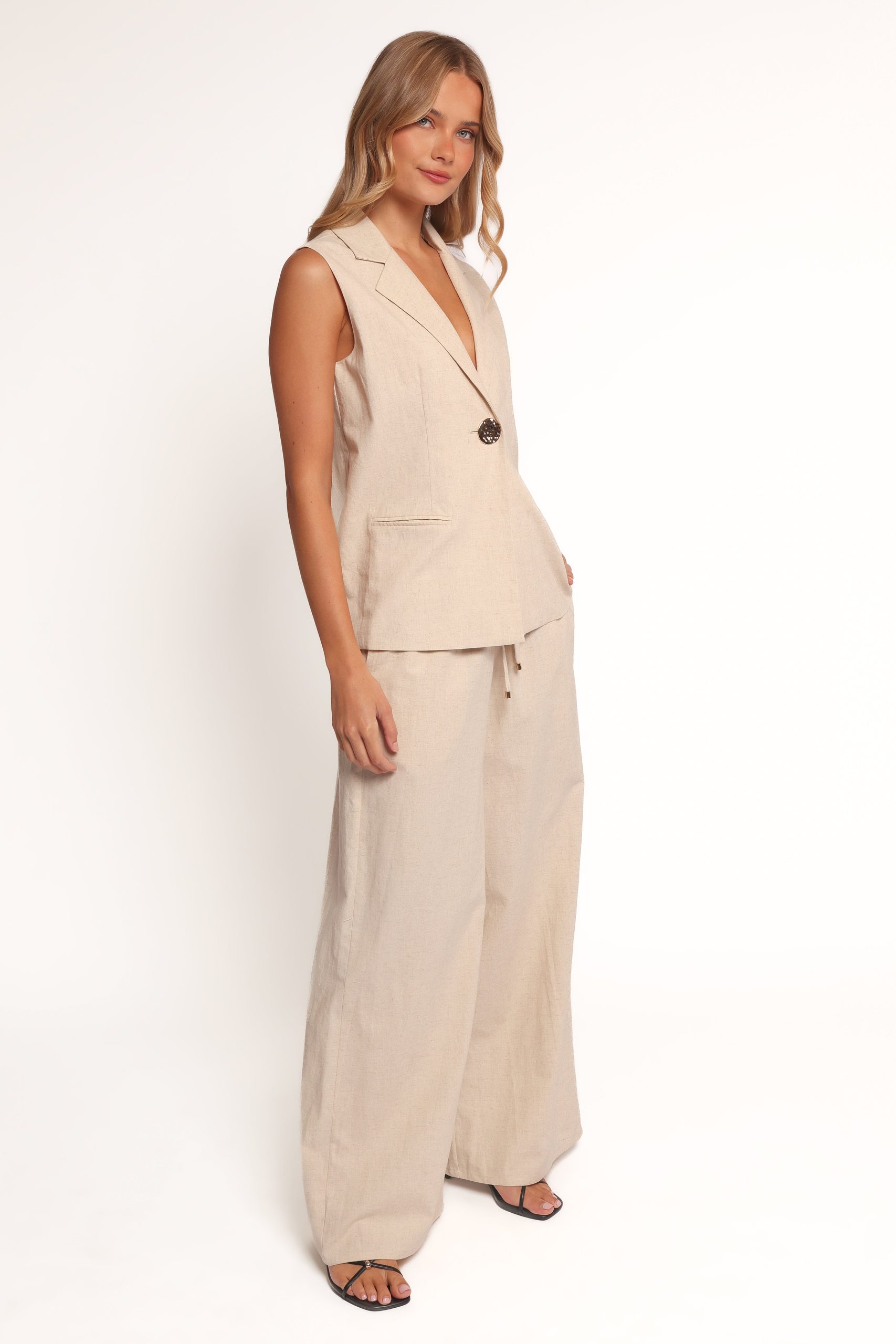 Trula Wide Leg Pant - Oatmeal - Image 4