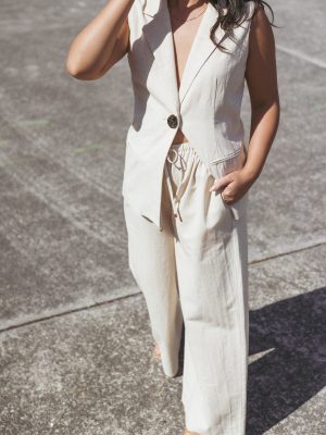 Trula Wide Leg Pant - Oatmeal