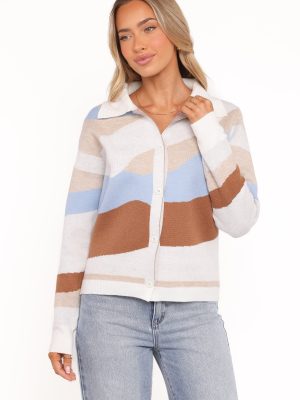 Tulula Abstract Print Cardigan - Cream