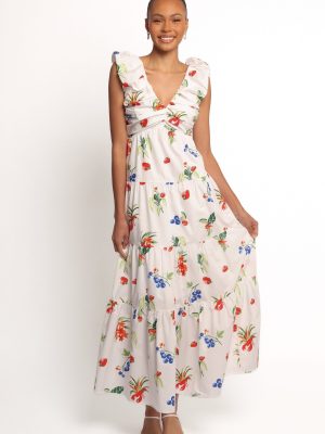 Valerie Maxi Dress - Off White/Red