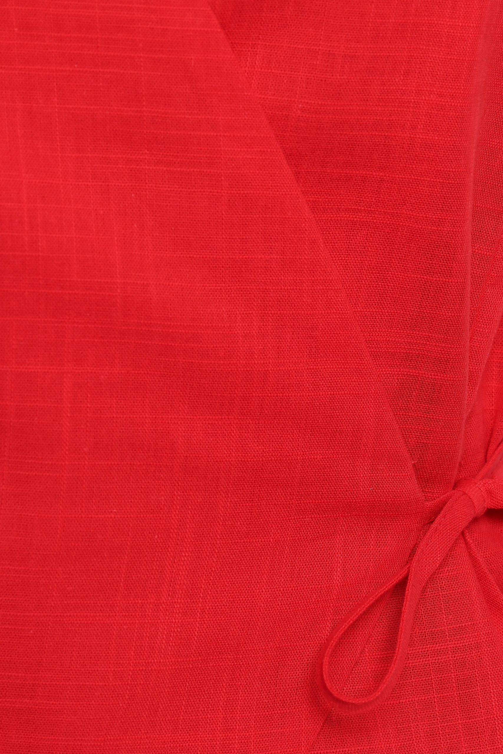 Vanni Wrap Front Linen Top - Red - Image 7