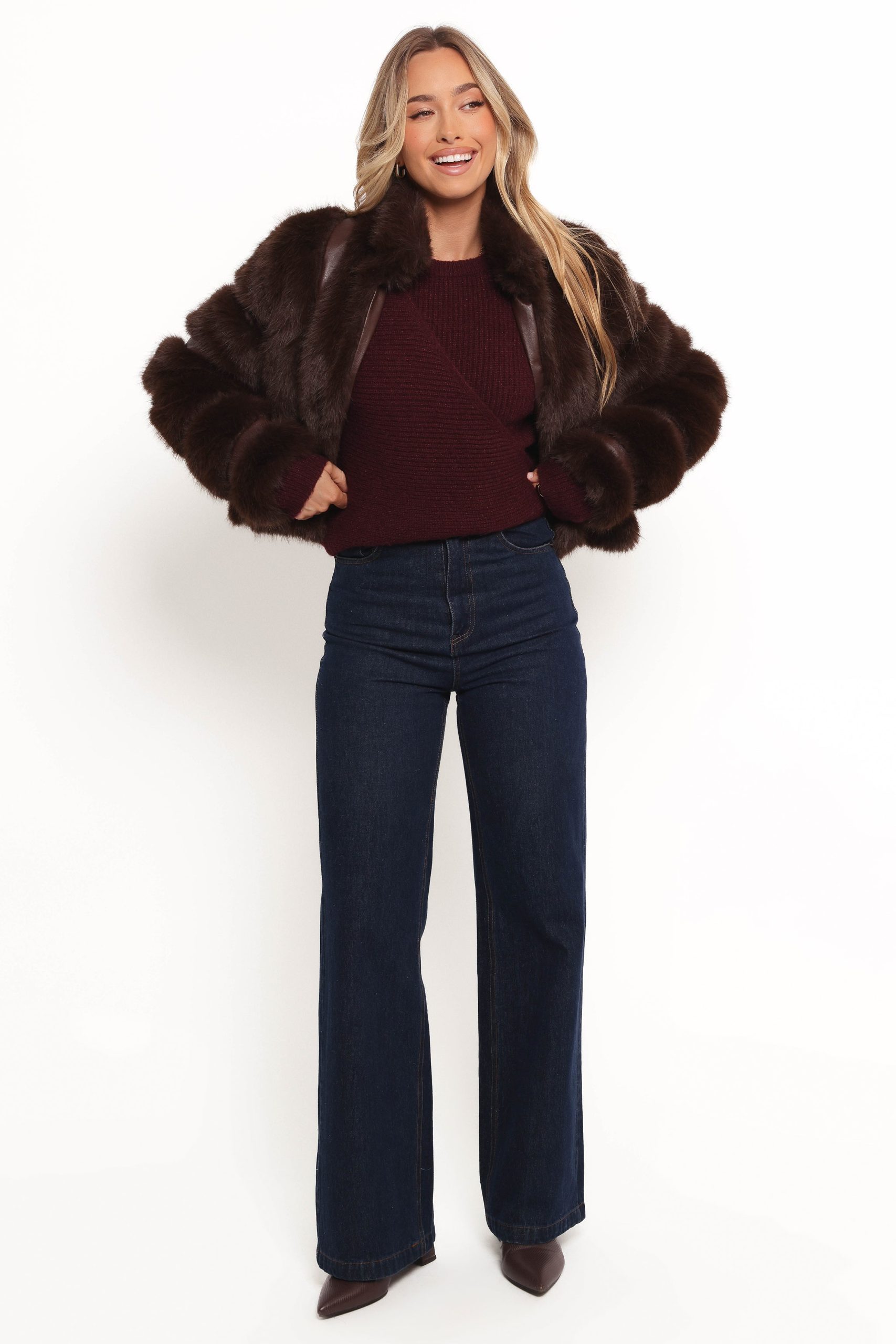 Velma Channel Faux Fur Jacket - Chocolate - Image 4