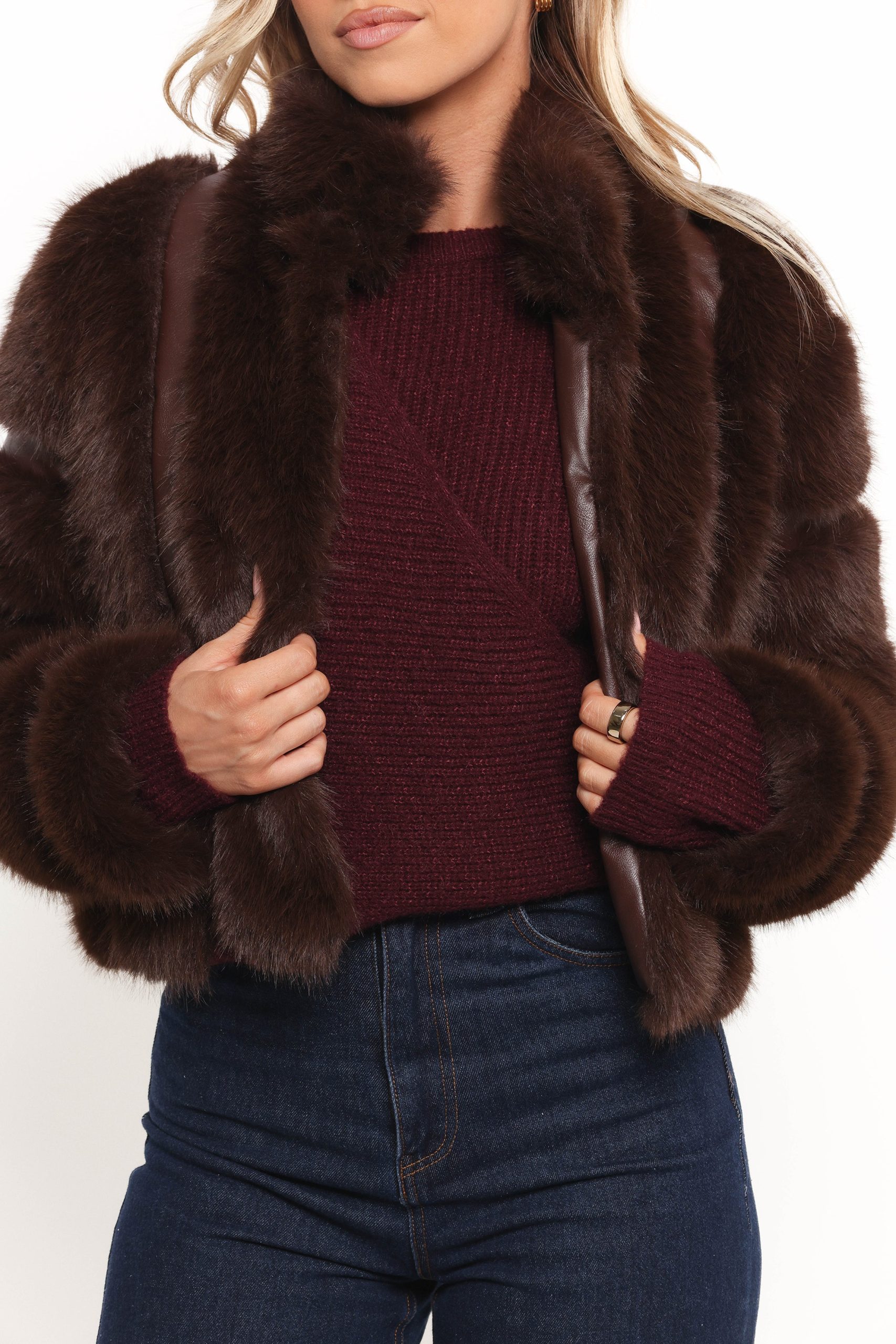 Velma Channel Faux Fur Jacket - Chocolate - Image 8