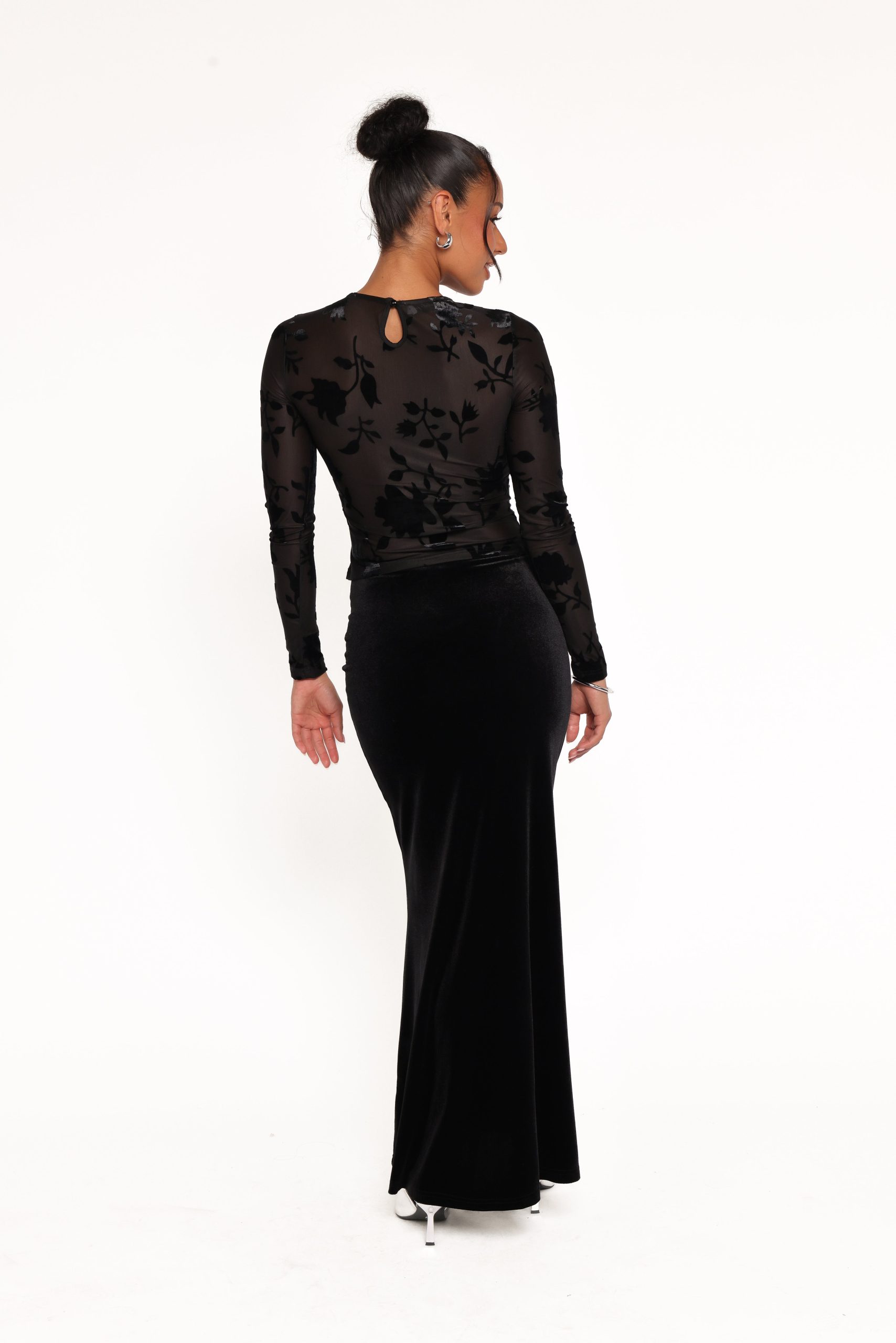 Velman Velvet Maxi Skirt - Black - Image 5