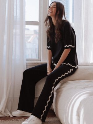 Vespa Knitted Tee - Black White