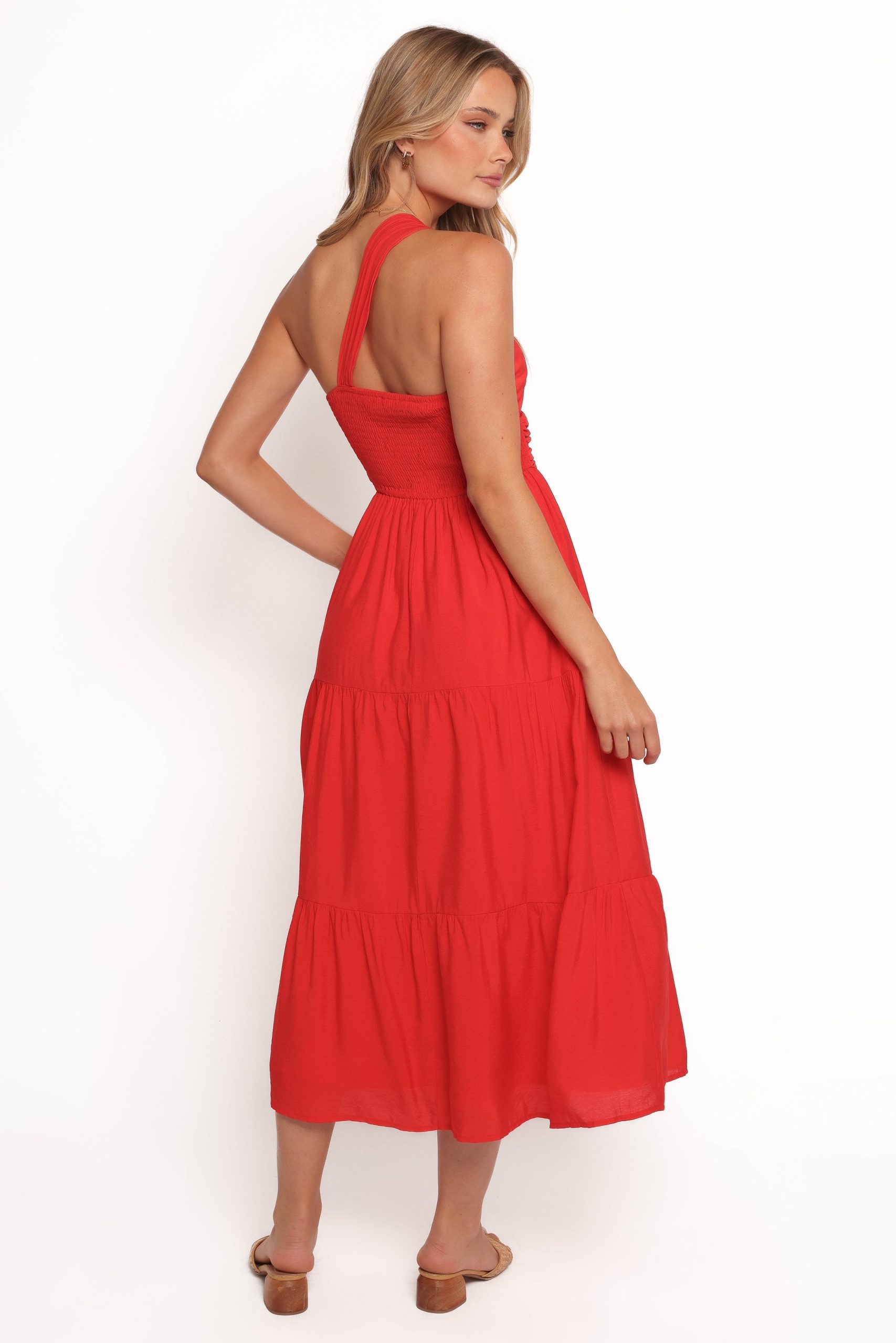 Vinny One Shoulder Maxi Dress - Red - Image 4