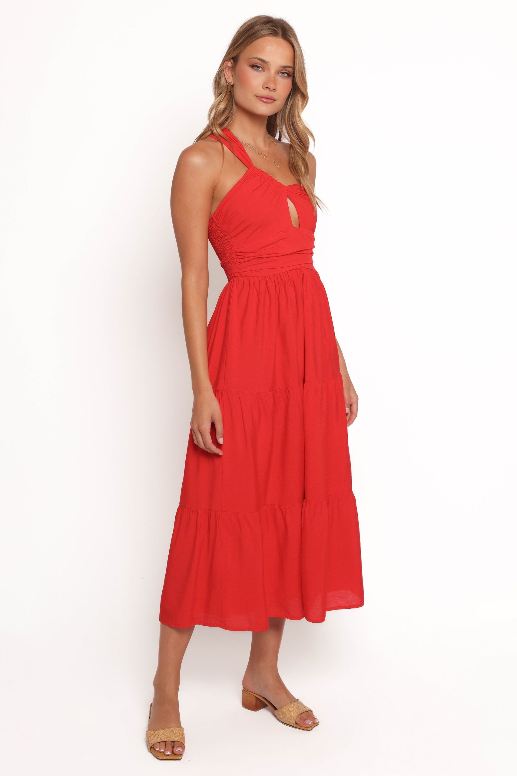 Vinny One Shoulder Maxi Dress - Red - Image 5