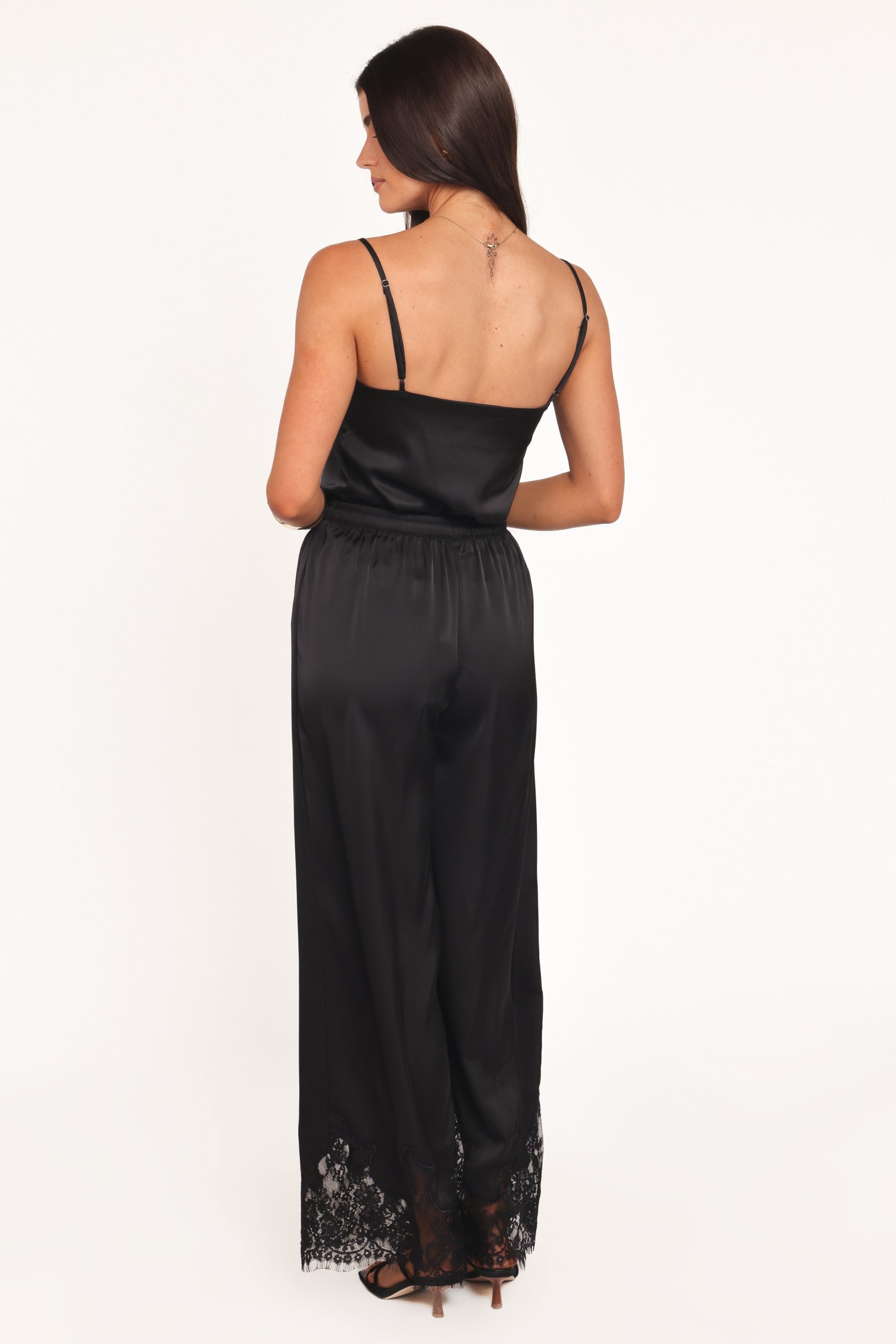 Viola Drawstring Wide Leg Pant - Black - Image 4