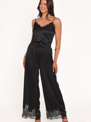 Viola Drawstring Wide Leg Pant - Black