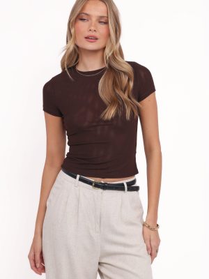 Vivian Mesh Tee - Brown