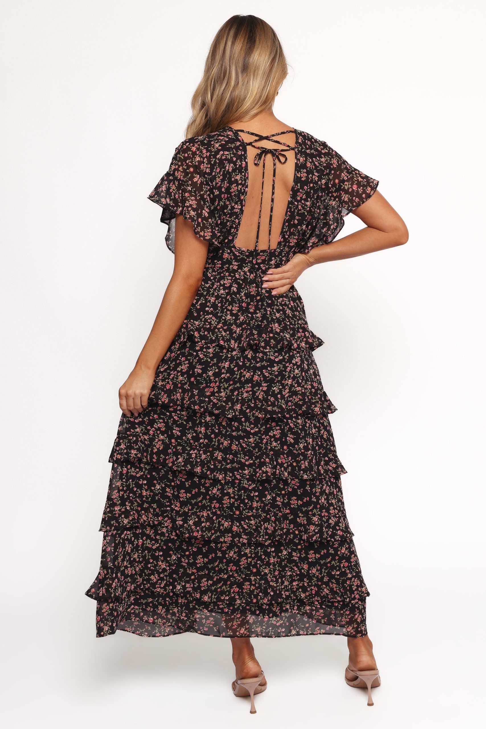 Wendi Ruffle Dress - Black Floral - Image 4
