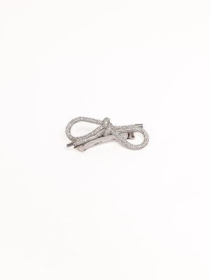 Whitney Bow Hair Clip - Silver