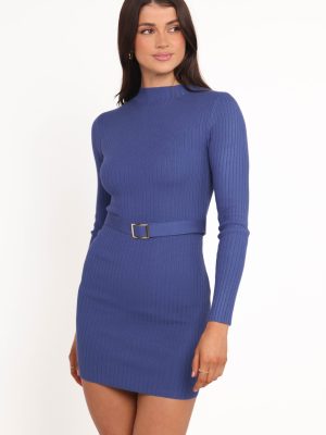 Wilda Long Sleeve Mini Dress - Navy