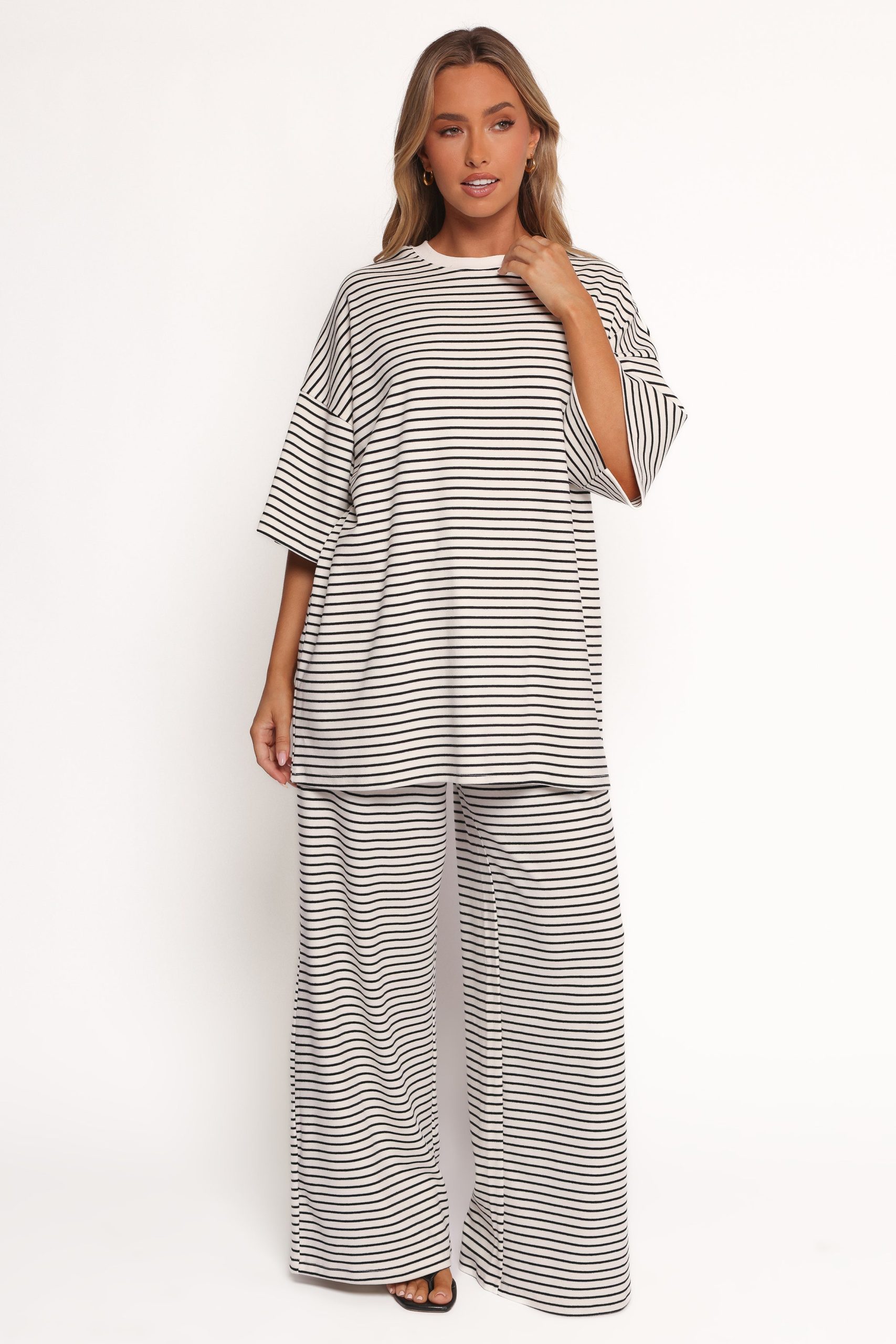 Wilda Oversized Tee - White Black Stripe - Image 2