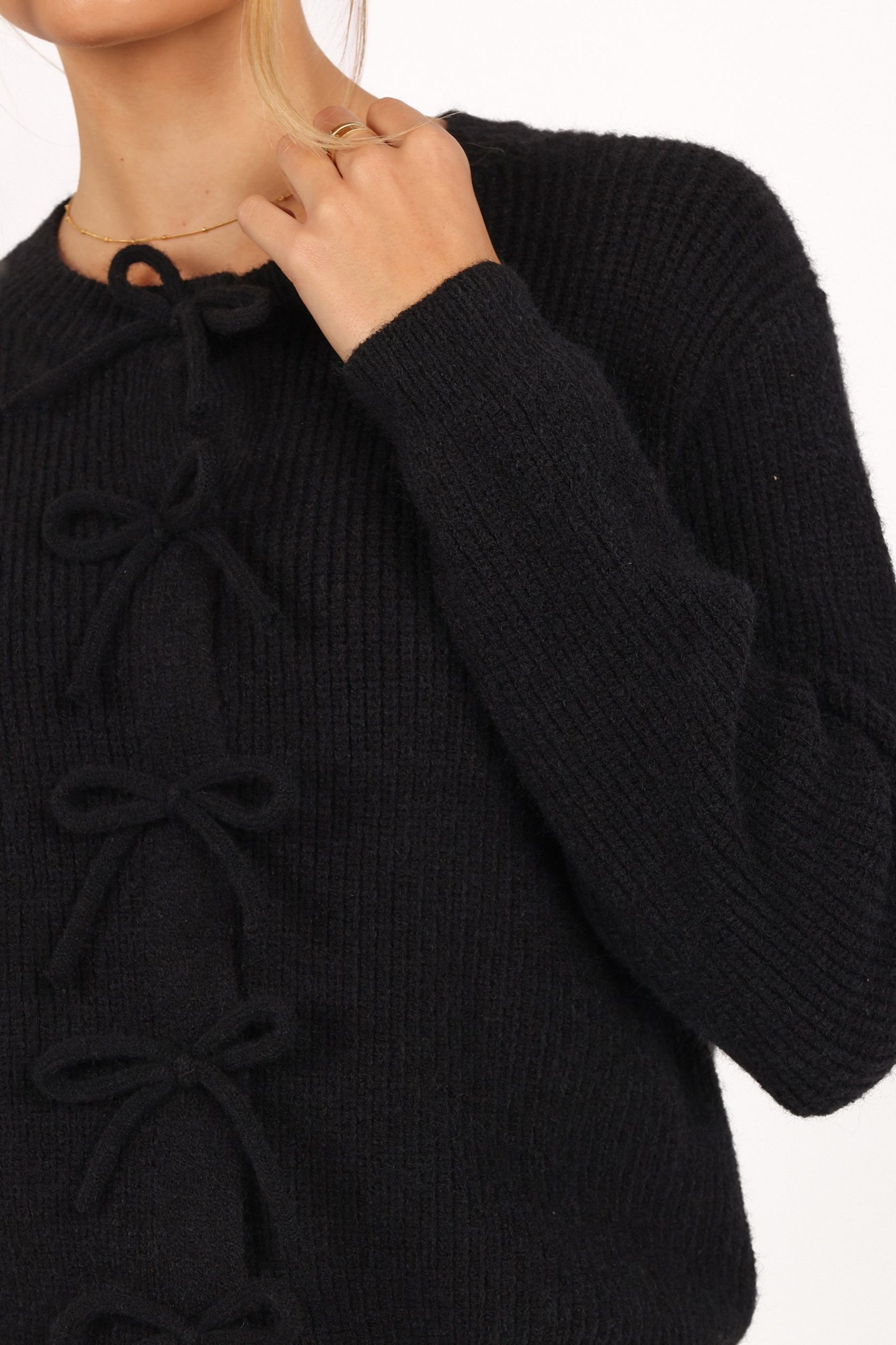 Wilde Bow Front Cardigan - Black - Image 9