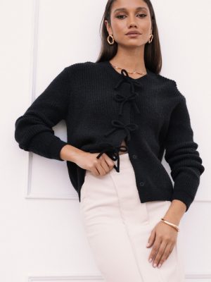 Wilde Bow Front Cardigan - Black