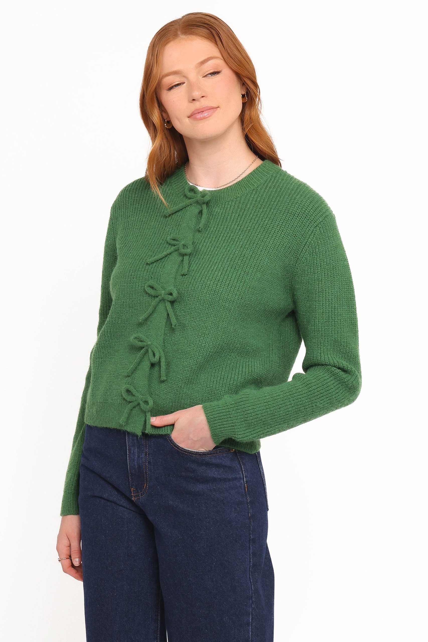 Wilde Bow Front Cardigan - Green - Image 3