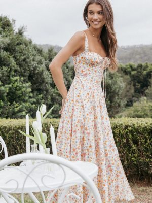 Wisteria Midi Dress - Orange