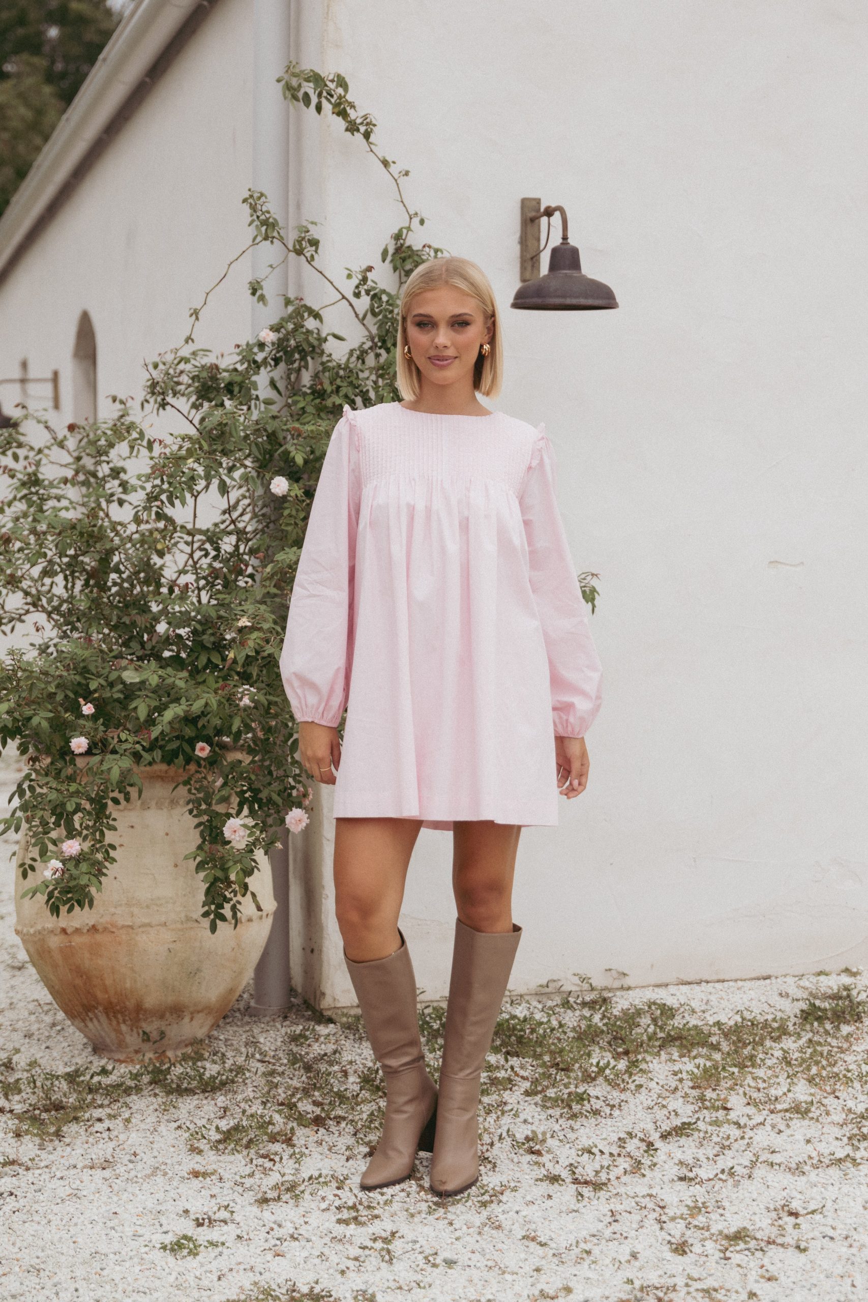 Wyatt Long Sleeve Mini Dress - Pink - Image 8