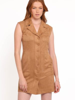 Xoey Suede Mini Dress - Camel