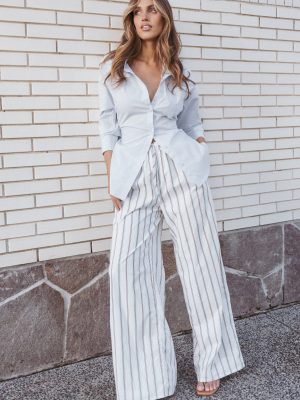 Ember Cotton Pants - Blue Brown Stripe