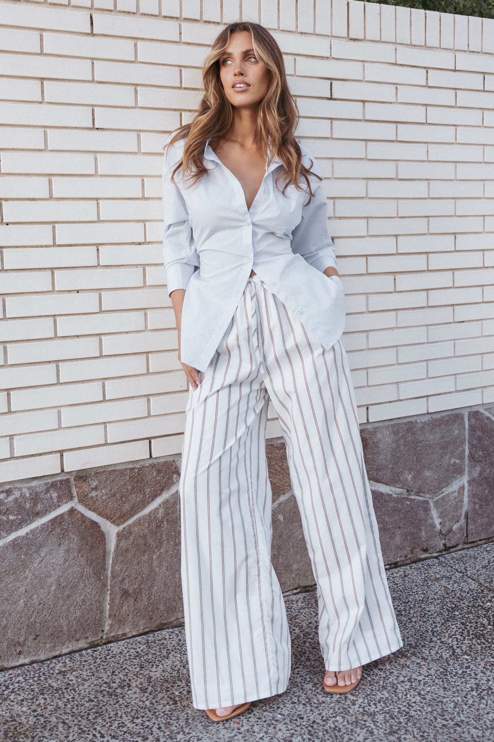 Yacra Tie Shirt - Pale Blue - Image 9