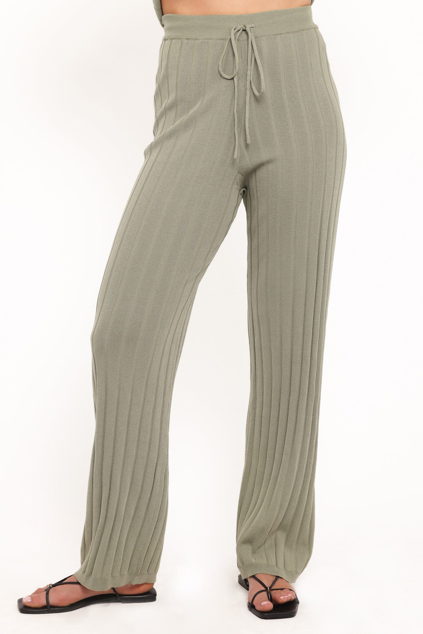 Yulissa Wide Ribbed Pant Set - Khaki Green - Image 6